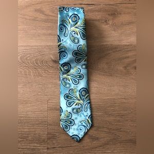 Geoffrey Beene, Men’s 100% silk neck tie Multi-color, Turquoise Paisley Print